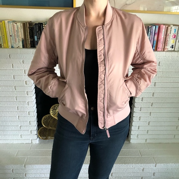 Everlane Bomber Jacket in Blush - Picture 2 of 7